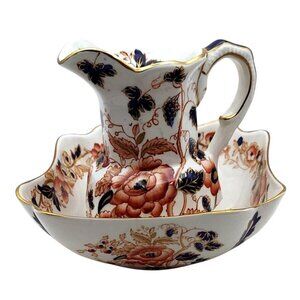 Enoch Wedgwood Tunstall Old Castle England Porcelain Creamer Bowl Vintage Floral